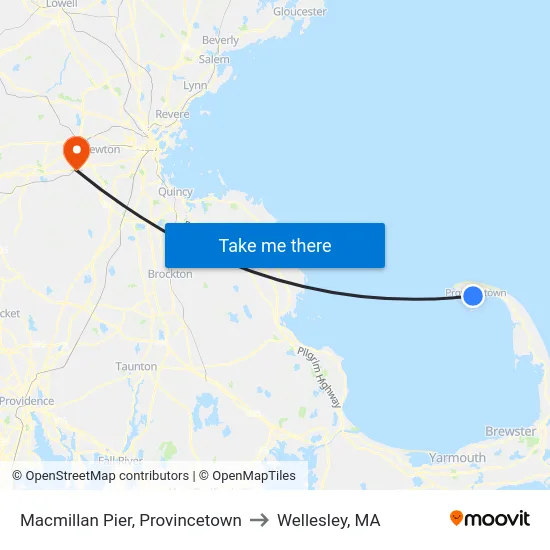 Macmillan Pier, Provincetown to Wellesley, MA map