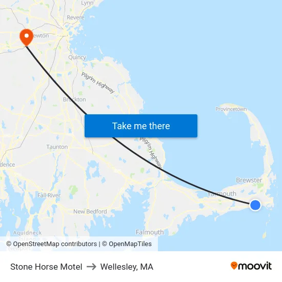 Stone Horse Motel to Wellesley, MA map