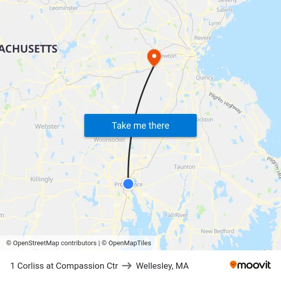1 Corliss at Compassion Ctr to Wellesley, MA map