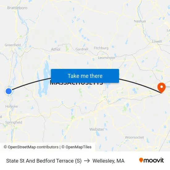 State St And Bedford Terrace (S) to Wellesley, MA map