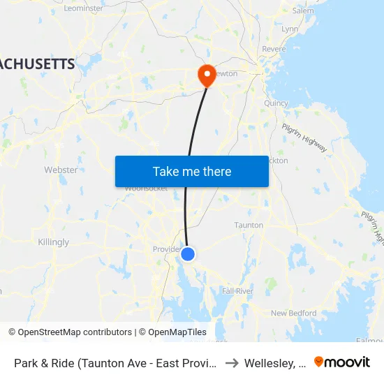 Park & Ride (Taunton Ave - East Providence) to Wellesley, MA map