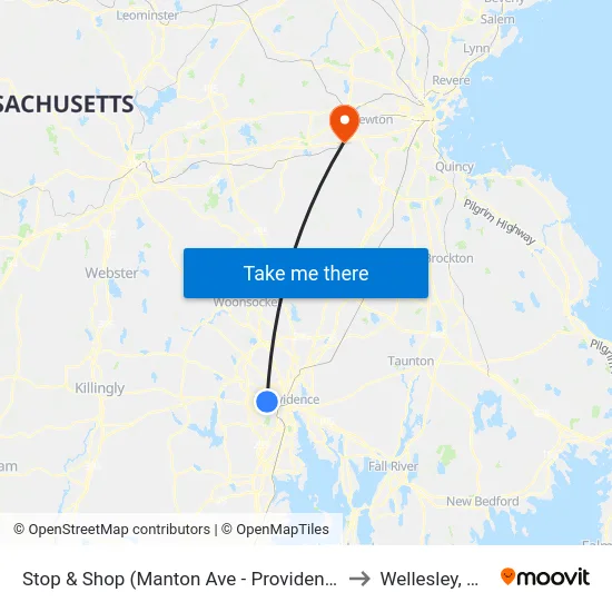 Stop & Shop (Manton Ave - Providence) to Wellesley, MA map