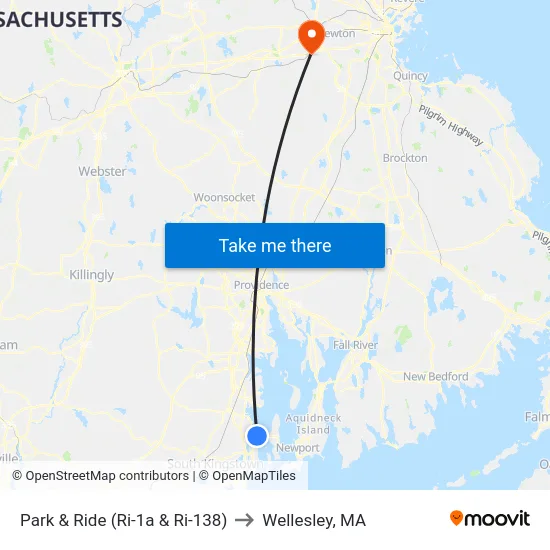 Park & Ride (Ri-1a & Ri-138) to Wellesley, MA map