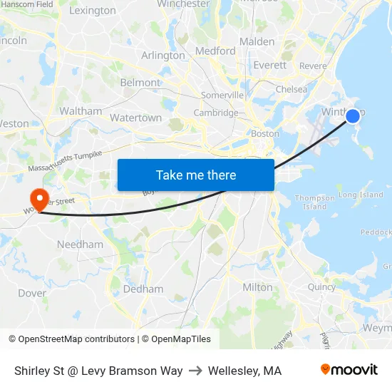 Shirley St @ Levy Bramson Way to Wellesley, MA map