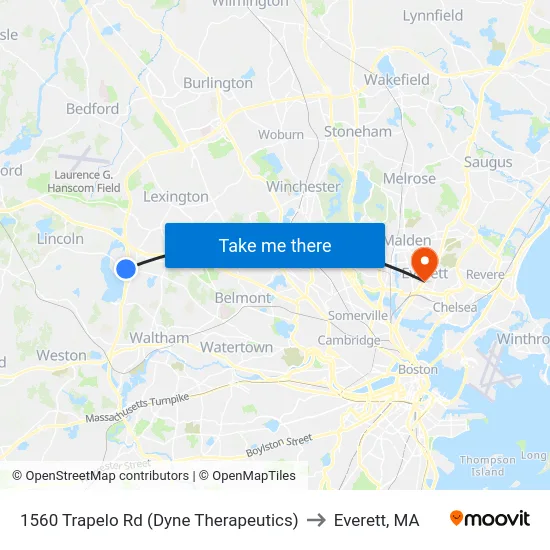 1560 Trapelo Rd  (Dyne Therapeutics) to Everett, MA map