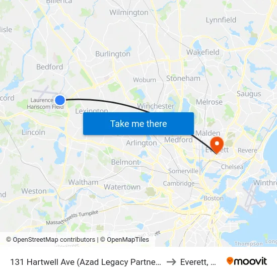 131 Hartwell Ave  (Azad Legacy Partners) to Everett, MA map