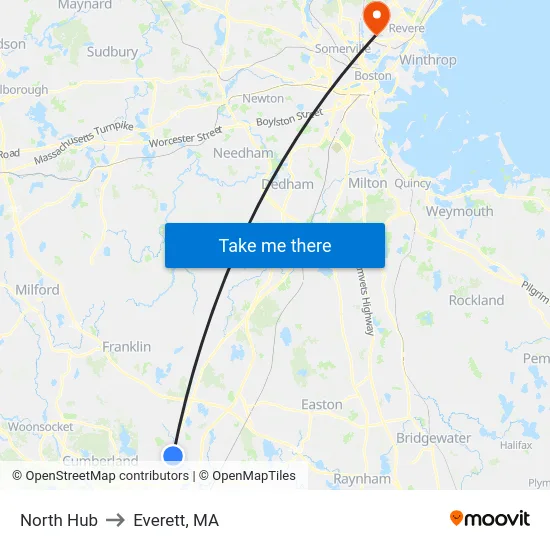 North Hub to Everett, MA map