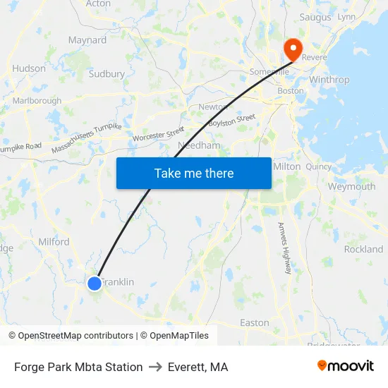Forge Park Mbta Station to Everett, MA map