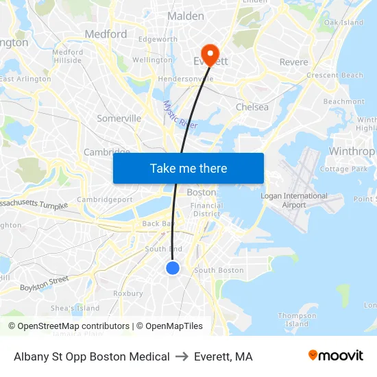 Albany St Opp Boston Medical to Everett, MA map