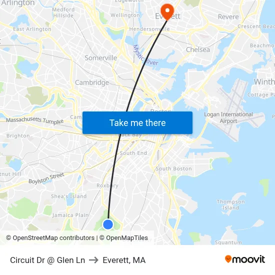Circuit Dr @ Glen Ln to Everett, MA map