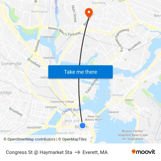 Congress St @ Haymarket Sta to Everett, MA map