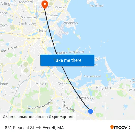 851 Pleasant St to Everett, MA map