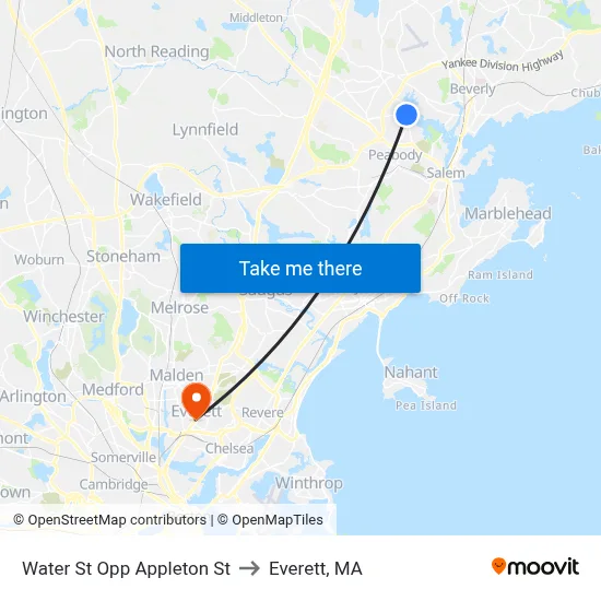 Water St Opp Appleton St to Everett, MA map