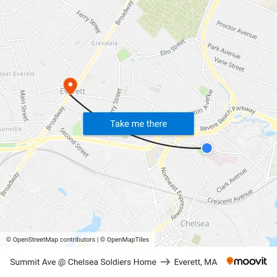 Summit Ave @ Chelsea Soldiers Home to Everett, MA map