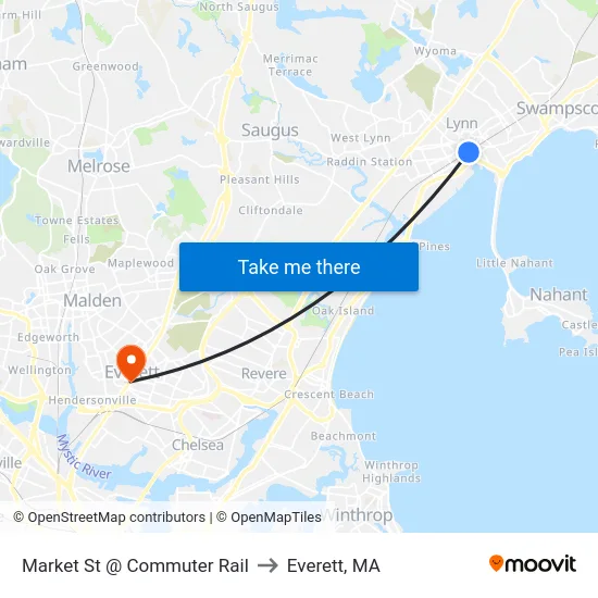 Market St @ Commuter Rail to Everett, MA map