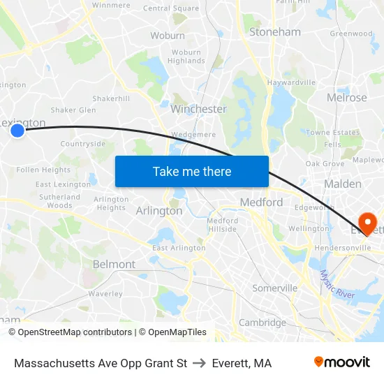 Massachusetts Ave Opp Grant St to Everett, MA map