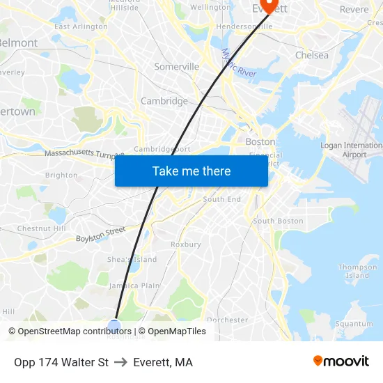Opp 174 Walter St to Everett, MA map