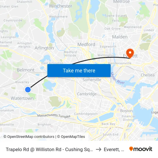 Trapelo Rd @ Williston Rd - Cushing Square to Everett, MA map