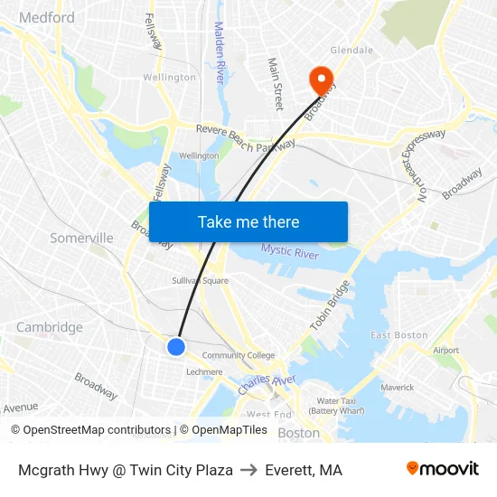 Mcgrath Hwy @ Twin City Plaza to Everett, MA map
