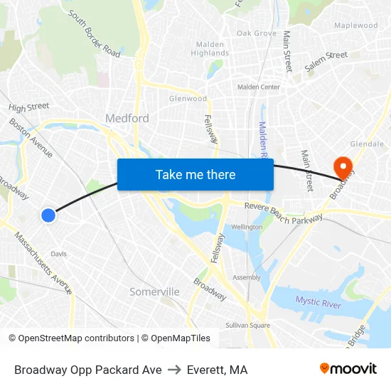 Broadway Opp Packard Ave to Everett, MA map
