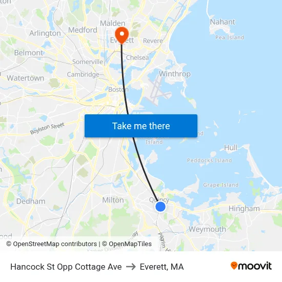 Hancock St Opp Cottage Ave to Everett, MA map