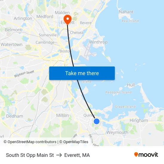 South St Opp Main St to Everett, MA map