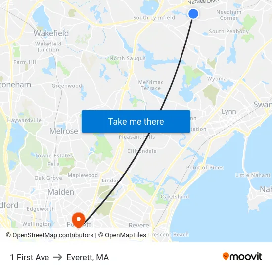 1 First Ave to Everett, MA map