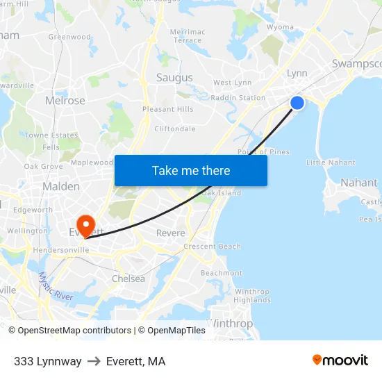 333 Lynnway to Everett, MA map