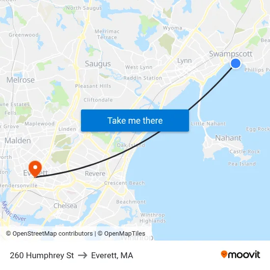 260 Humphrey St to Everett, MA map