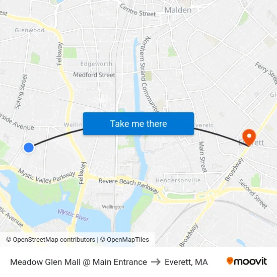 Meadow Glen Mall @ Main Entrance to Everett, MA map