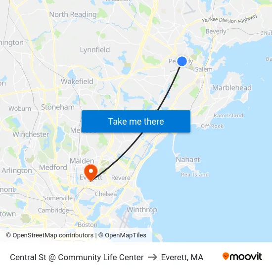 Central St @ Community Life Center to Everett, MA map