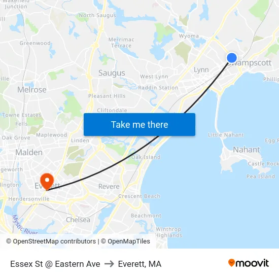 Essex St @ Eastern Ave to Everett, MA map