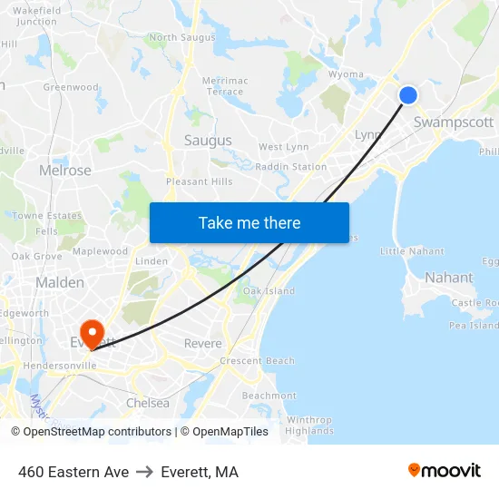 460 Eastern Ave to Everett, MA map