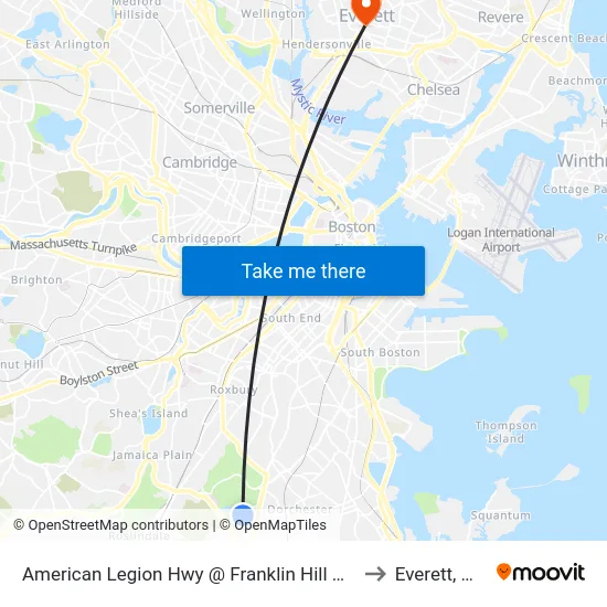 American Legion Hwy @ Franklin Hill Ave to Everett, MA map