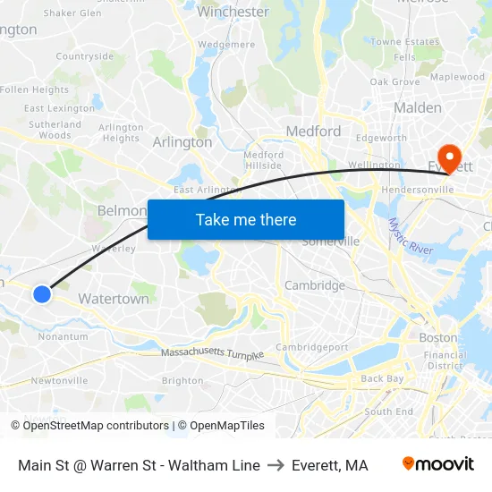 Main St @ Warren St - Waltham Line to Everett, MA map