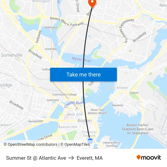 Summer St @ Atlantic Ave to Everett, MA map