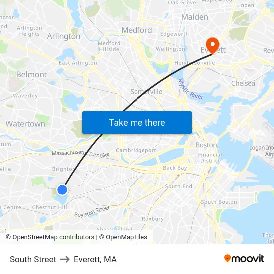 South Street to Everett, MA map