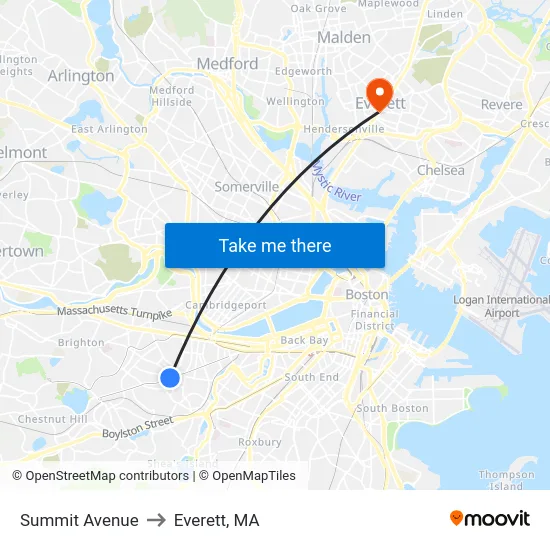 Summit Avenue to Everett, MA map