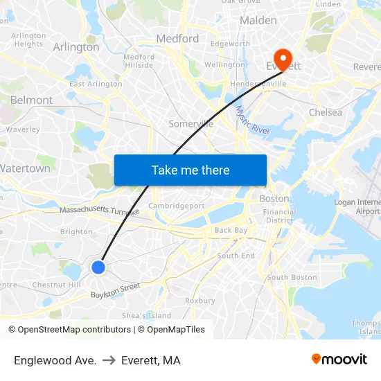 Englewood Ave. to Everett, MA map