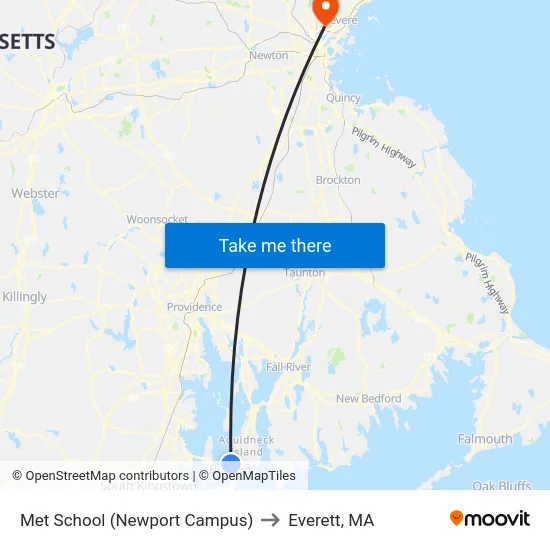 Met School (Newport Campus) to Everett, MA map