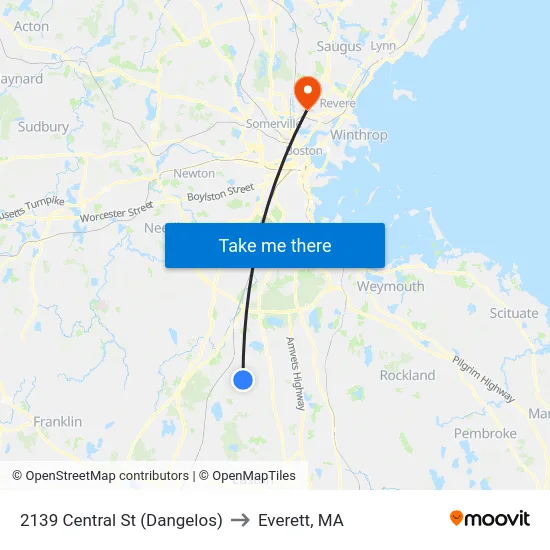 2139 Central St (Dangelos) to Everett, MA map