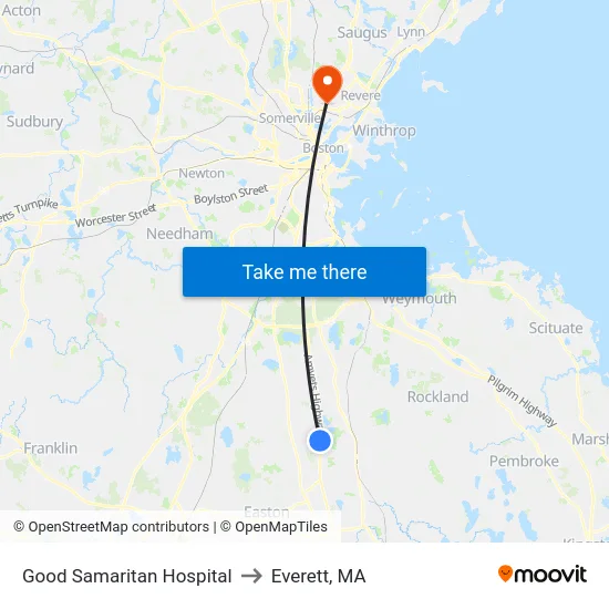 Good Samaritan Hospital to Everett, MA map