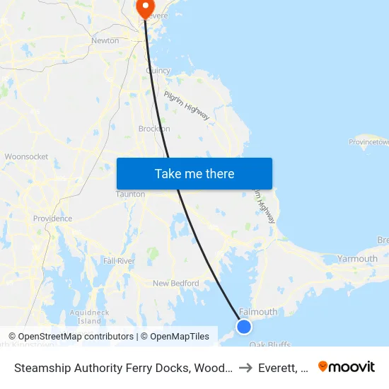 Steamship Authority Ferry Docks, Woods Hole to Everett, MA map