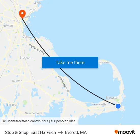 Stop & Shop, East Harwich to Everett, MA map