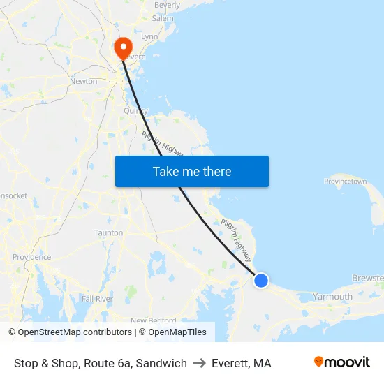 Stop & Shop, Route 6a, Sandwich to Everett, MA map
