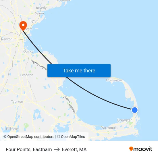 Four Points, Eastham to Everett, MA map