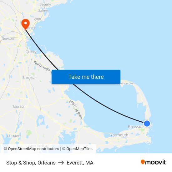 Stop & Shop, Orleans to Everett, MA map
