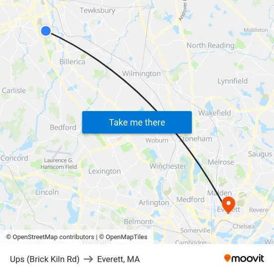 Ups (Brick Kiln Rd) to Everett, MA map