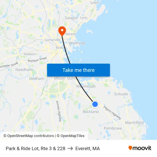 Park & Ride Lot, Rte 3 & 228 to Everett, MA map