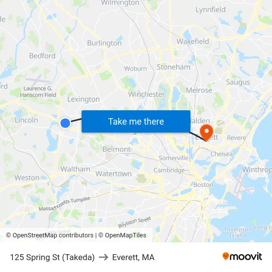 125 Spring St  (Takeda) to Everett, MA map